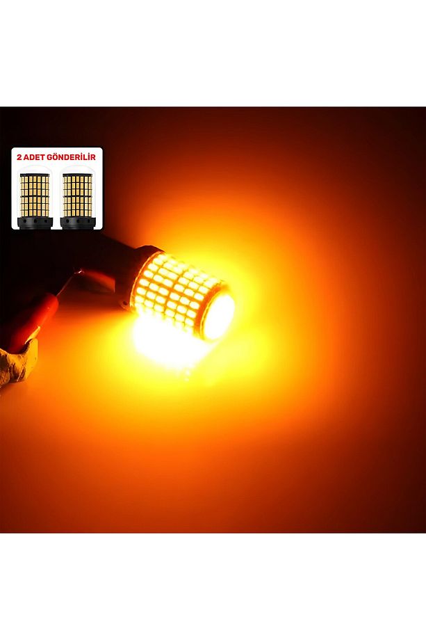 T20 Turuncu 144 Ledli Yüksek Güçlü 7440 Tek Duylu 2 Adet - 3