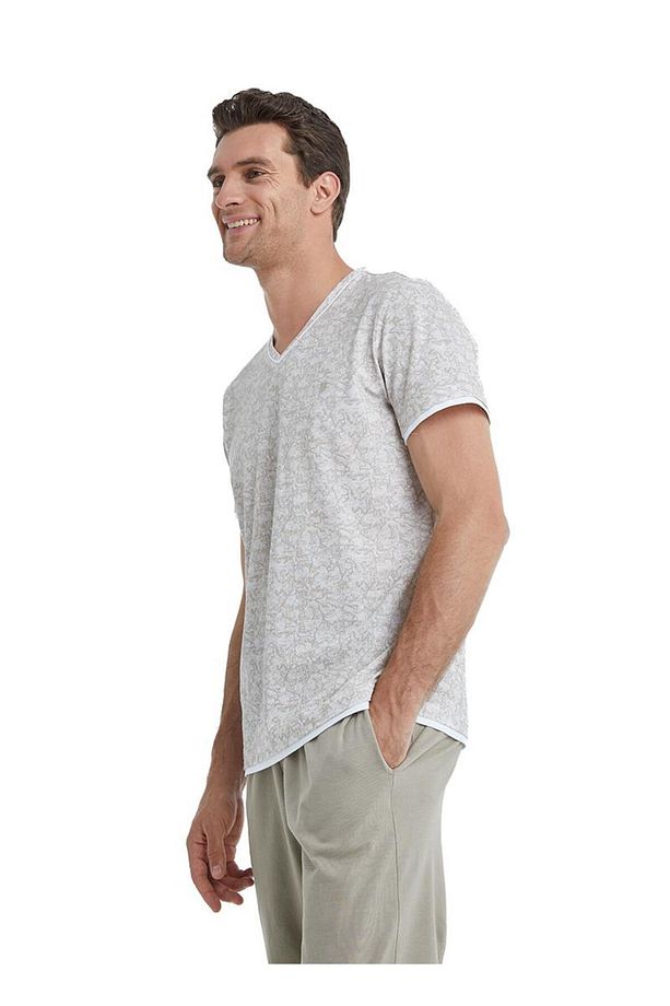 Erkek Kısa Kol Sütlü Kahve Pijama Takımı C9T6N4O04 - 4
