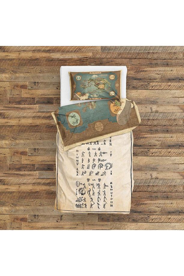 Avatar The Last Airbender Map & Bending Scrolls Çift Taraflı Nevresim Takımı 160 Cm X 220 Cm - 4