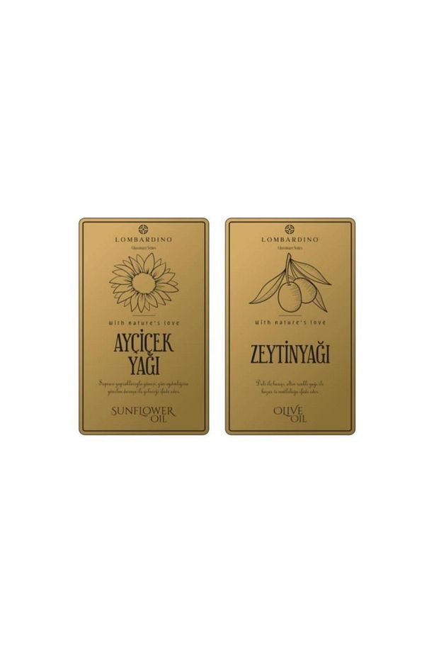 Lombardino 2 Adet Zeytinyağı Ve Ayçicek Yağı Etiketi Sticker Seti 11x6,6 Cm Gold - 2