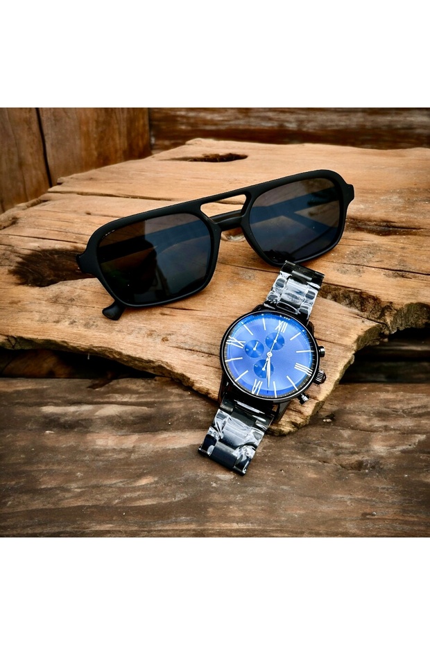 نظارات شمسية للرجال + ساعة يد - 2