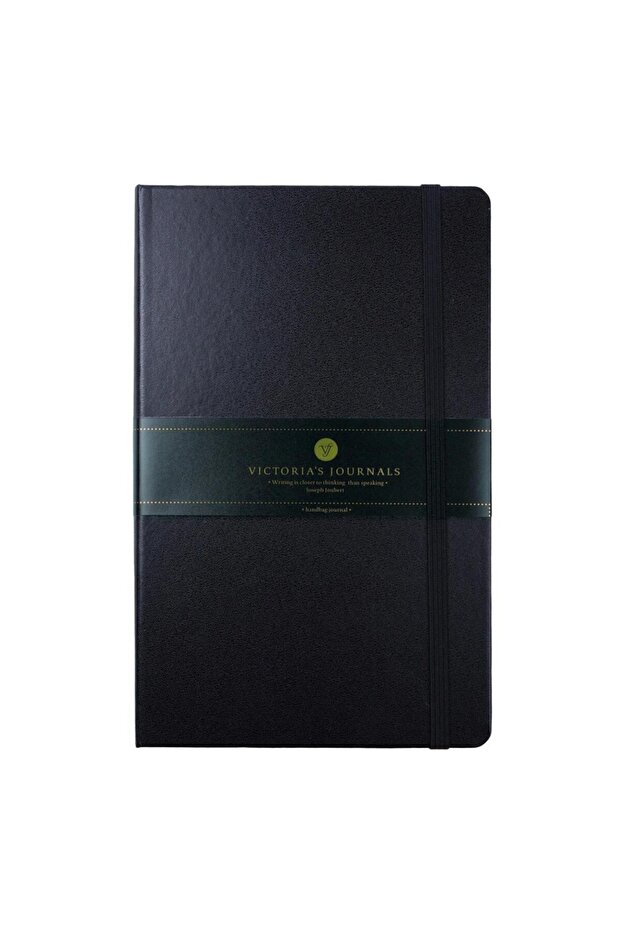 Vj Venzi Classic Vegan Leather Hard Covered Lined Notebook 19x25 Cm Black