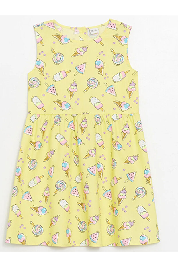 LCW Kids Crew Neck Patterned Girl's Dress