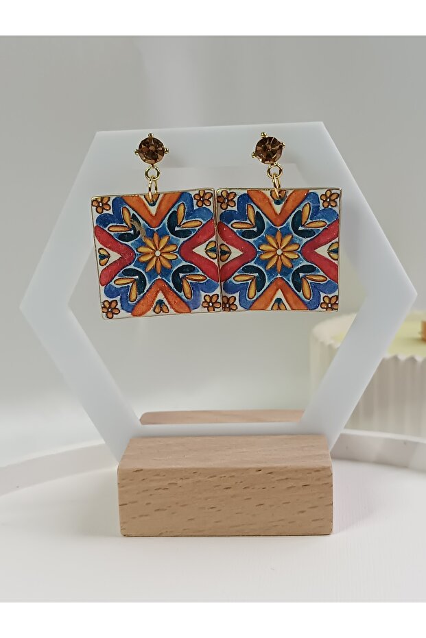 أقراط من الطين البوليمر بنمط السيراميك - 2