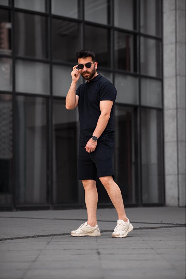 ERKEK SİYAH TAKIM ŞORTLU - 5