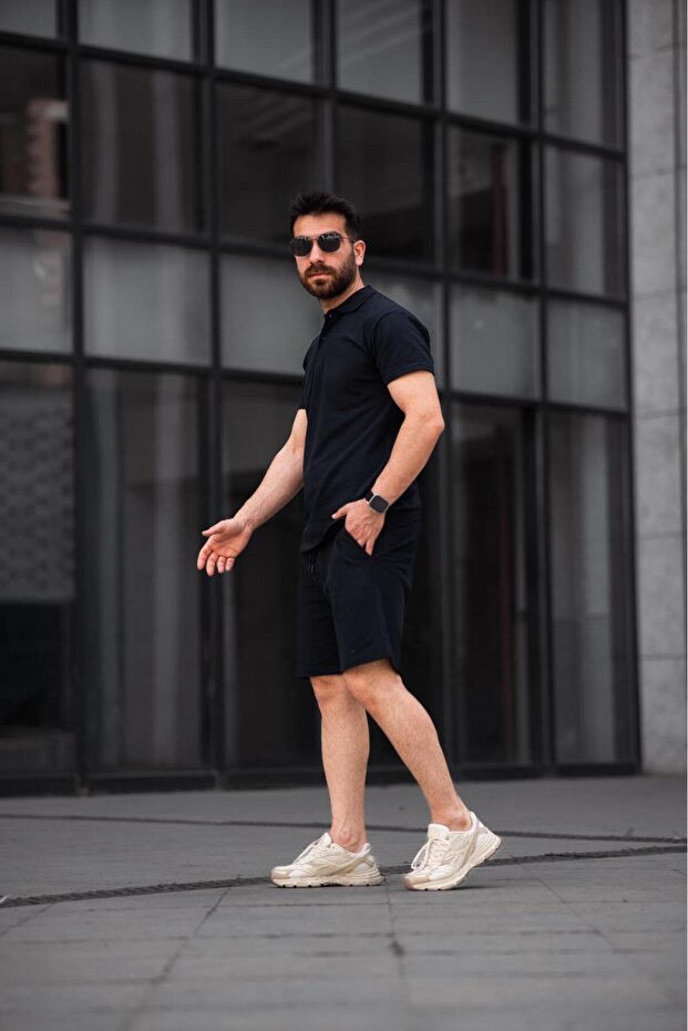 ERKEK SİYAH TAKIM ŞORTLU - 2