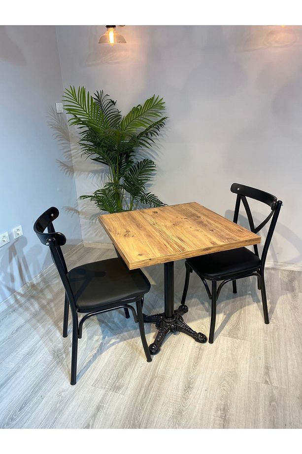 Cafe Masa Sandalye Takımı 70x70 Mdf Masa Thonet Sandalye 1 Masa 2 Sandalye - 3