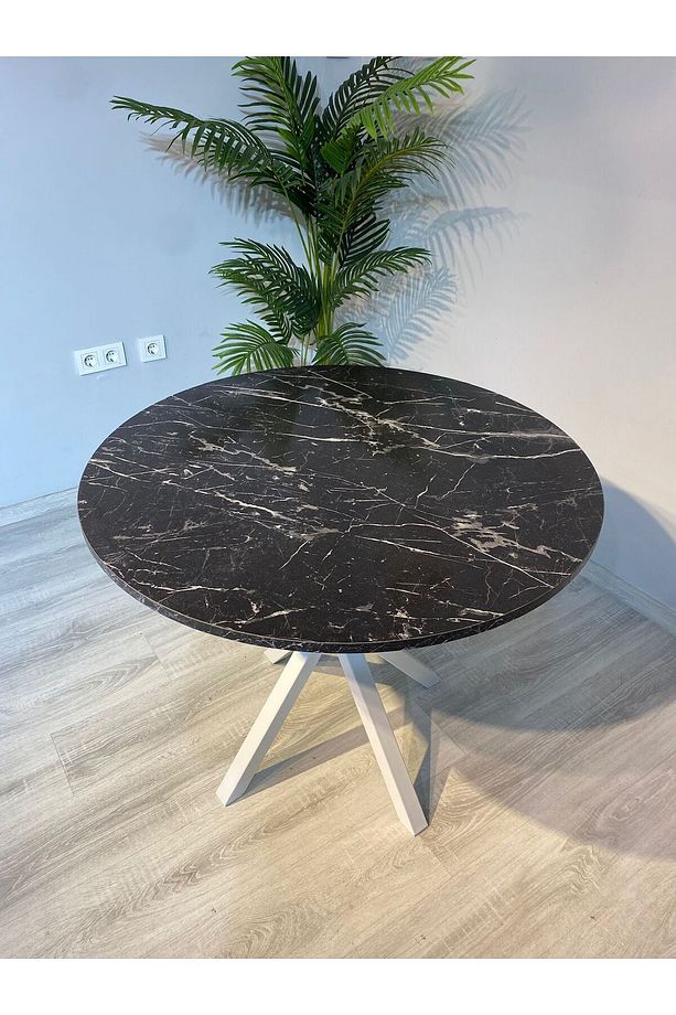 Yuvarlak Mdf Yemek Masası Balkon Masası Cafe Masası Iki Kişilik 90 Çap 1 Masa - 1