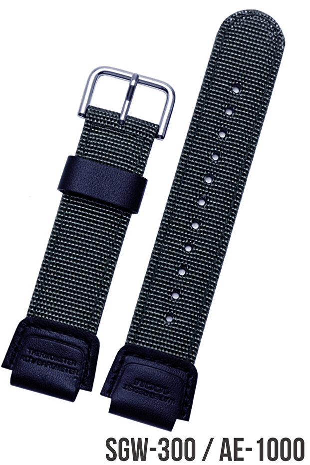 حزام ساعة من القماش باللون الأسود متوافق مع ساعة Casio Sgw300 / Casio Ae1000