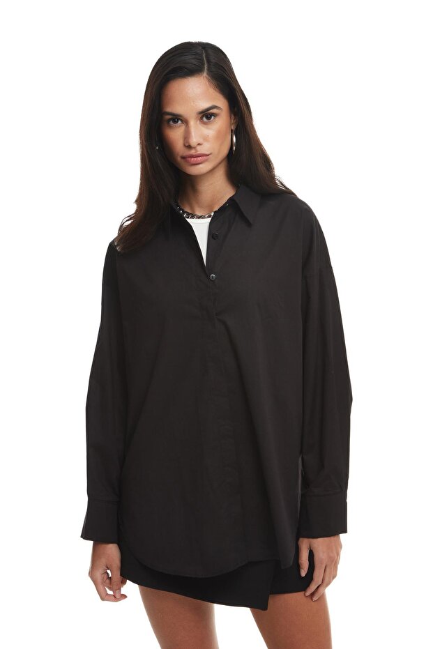 Oversize Gömlek Siyah - 3