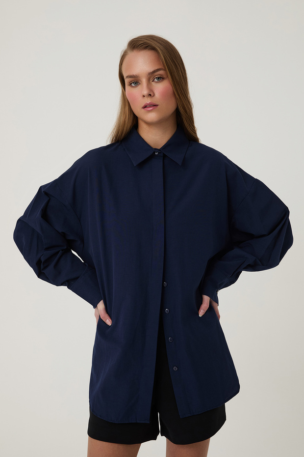 Oversize Gömlek Lacivert - 4