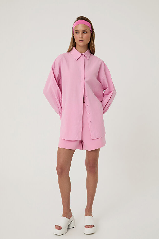 Oversize Gömlek Pembe - 3