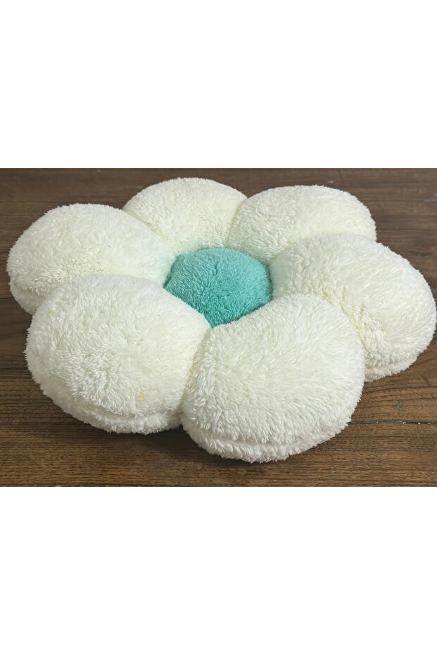 turquoise plush chamomile cushion throw pillow