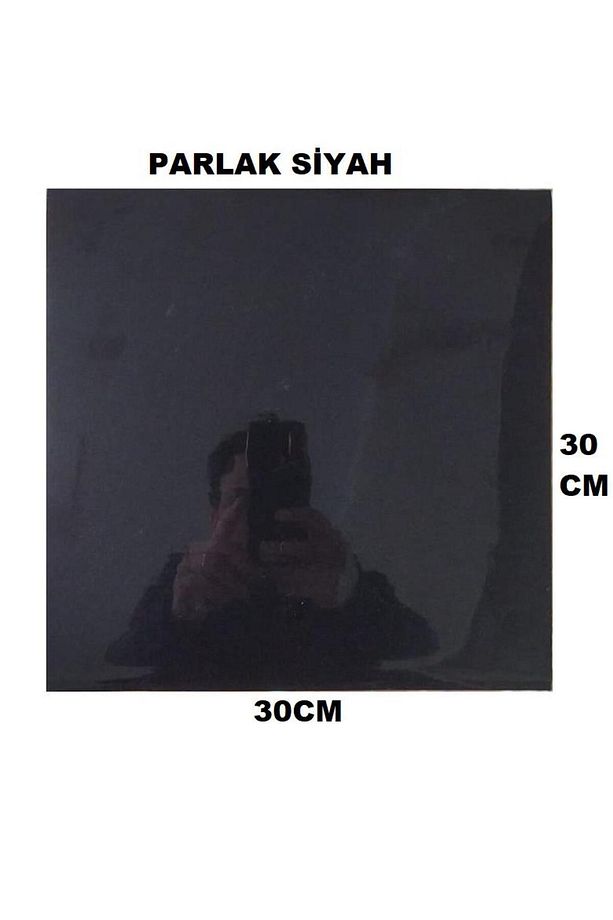 1m2 30x30 Cm (11 ADET) Kendinden Yapışkanlı Shıny Düz Siyah Parlak Duvar Ofis Mutfak Karosu Paneli - 6