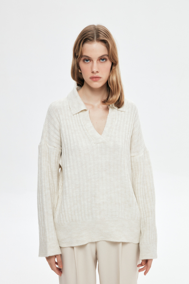 Polo Neck Knitwear Sweater Cream