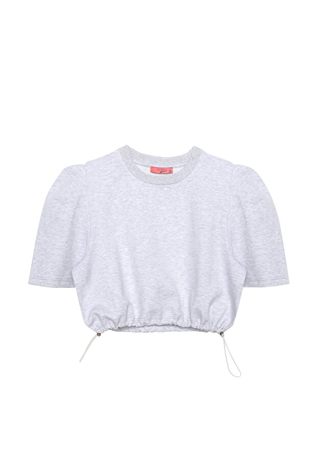 Beli Lastikli Basic Bluz Gri - 2