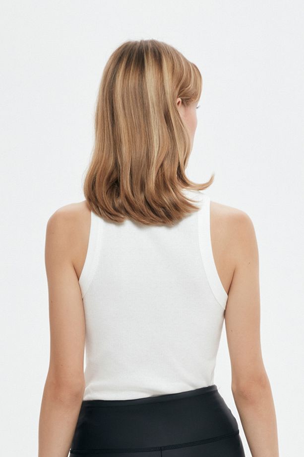 Halter Yaka Basic Fitilli Atlet Ekru - 5