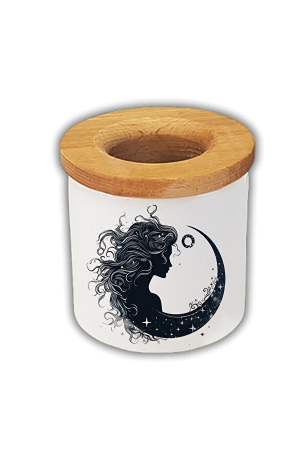 Women and Moon Printed Pen Holder Pencil Box
