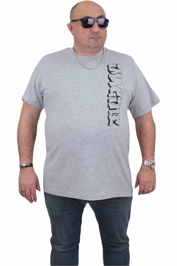 Men's Large Size Crew Neck T-Shirt Imagine 24126 Gray Melange