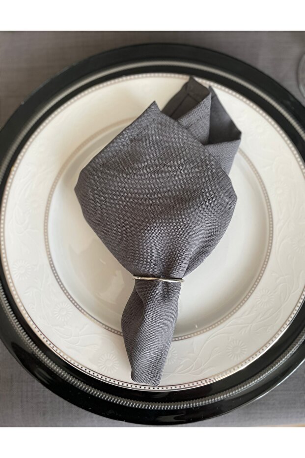 6 Pieces Linen Textured Smoked Gray Napkin Fabric Napkin