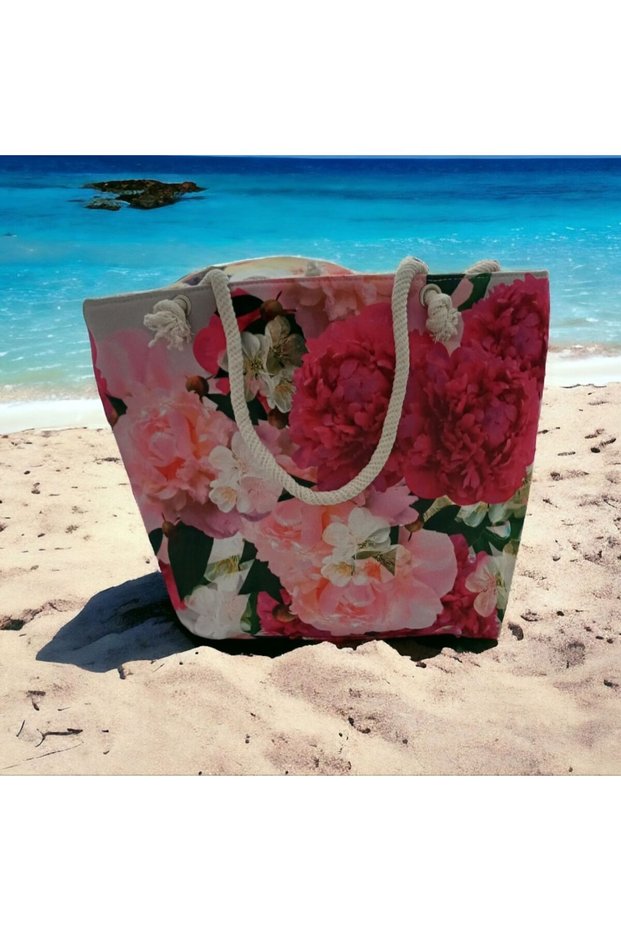 Rose Patterned Beach Bag