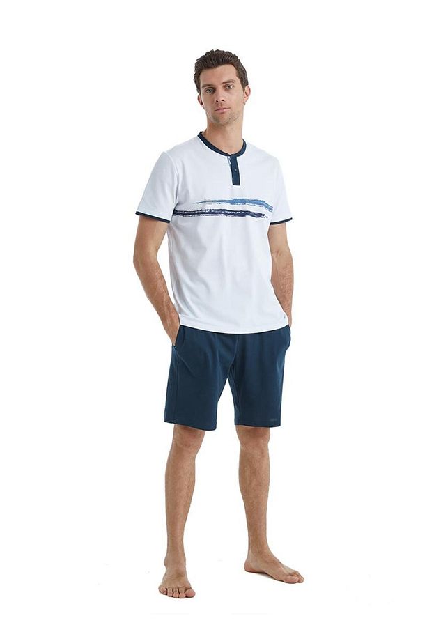 Erkek Kısa Kol Şortlu Beyaz Pijama Takımı C6T9N4O04 - 1