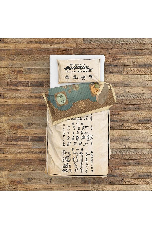 Avatar The Last Airbender Map & Bending Scrolls Çift Taraflı Nevresim Takımı 160 Cm X 220 Cm - 1