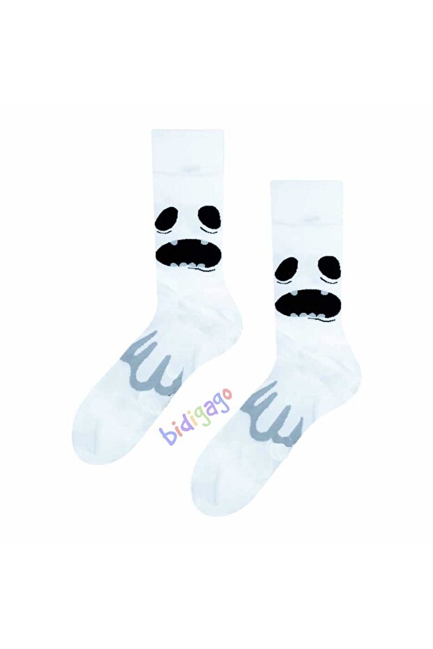 Ghost Patterned Colored College Socks - 1