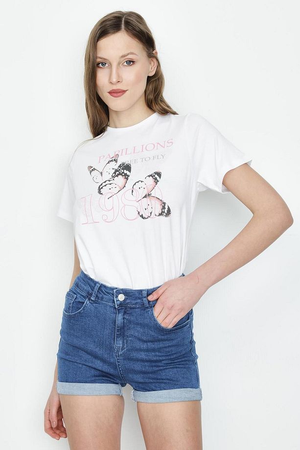 Kadın Koyu Mavi Denim Mini Şort - 1
