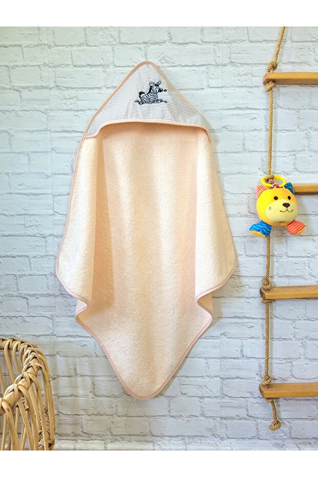 Soft Cotton Girl-Boy Baby Bath Towel Swaddle 75x75cm Zebra/Powder
