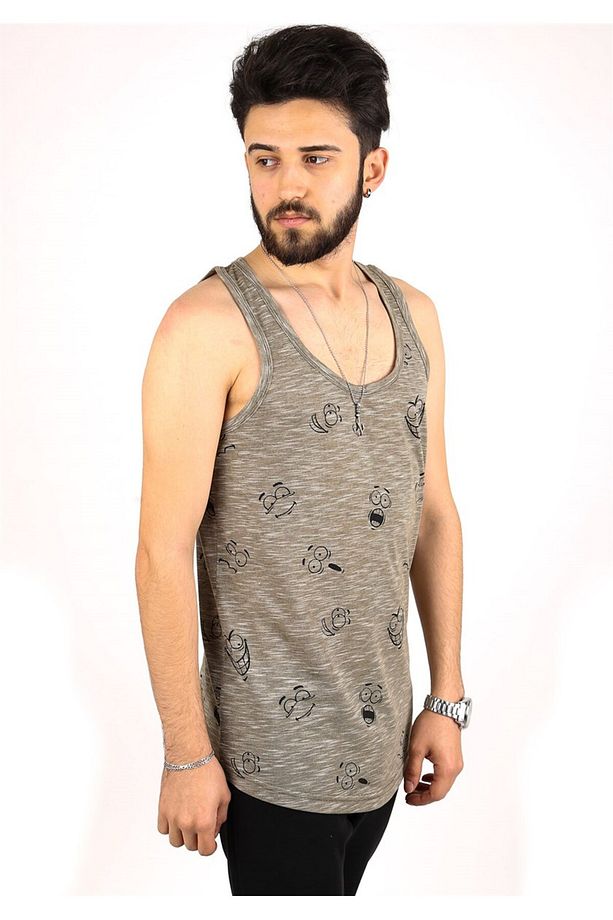 Emoji Baskılı Haki Atlet 2329 - 3