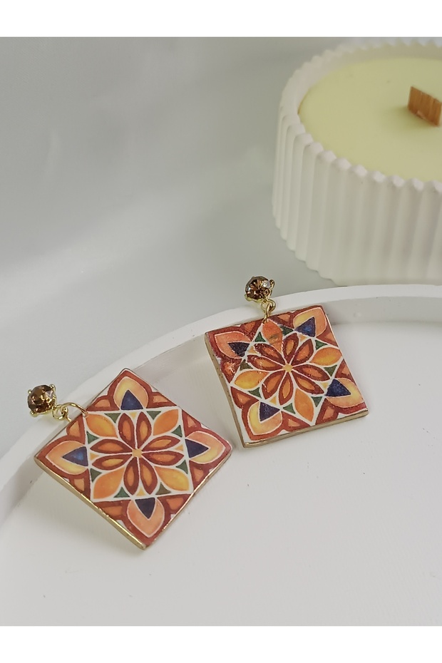 أقراط من الطين البوليمر بنمط السيراميك - 2