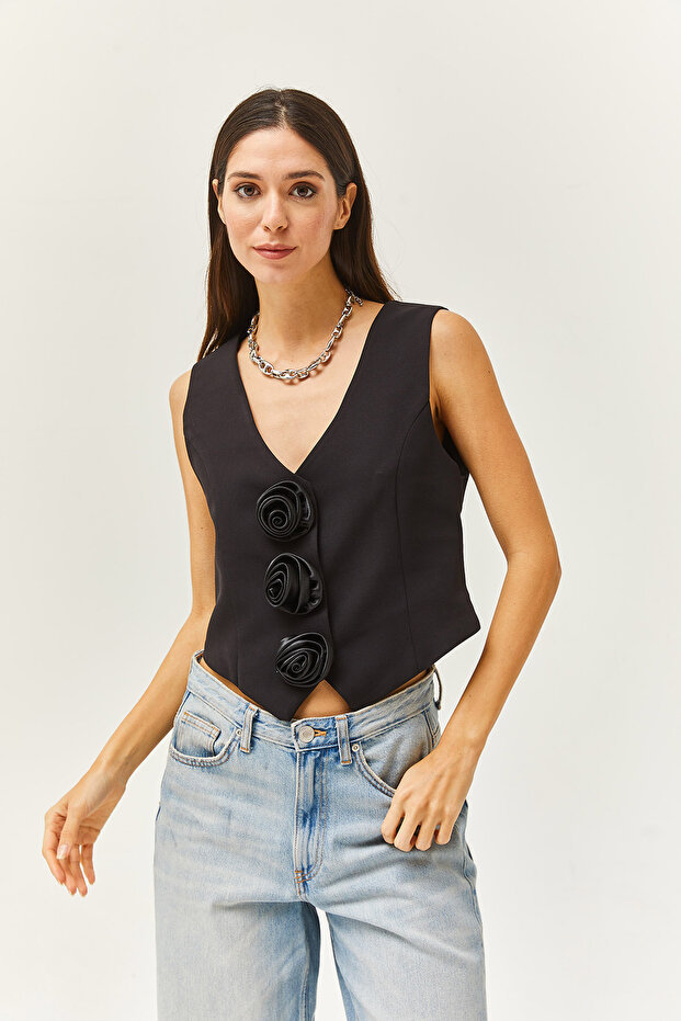 New Season Vest with White Rose Detail