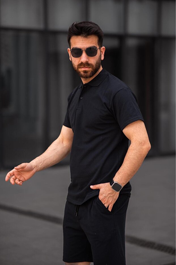 ERKEK SİYAH TAKIM ŞORTLU - 3