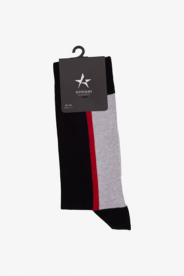 Men's Black-Grey Patterned Bamboo Socks