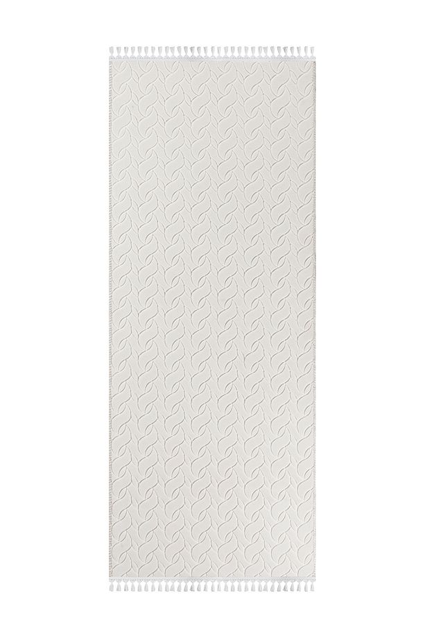 Oslo Mns Premium Yıkanabilir Kaymaz Tabanlı Saçaklı Kesme Rulo Halı Yolluk Krem 4001 - 6