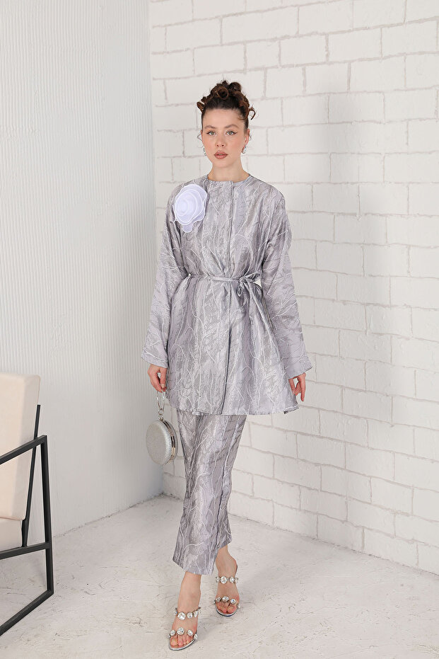 SILVER Jacquard Suit 32-3034