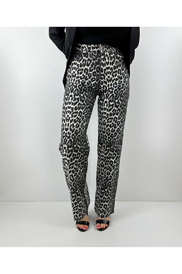 بنطال جينز بالازو بنقشة الفهد - 2