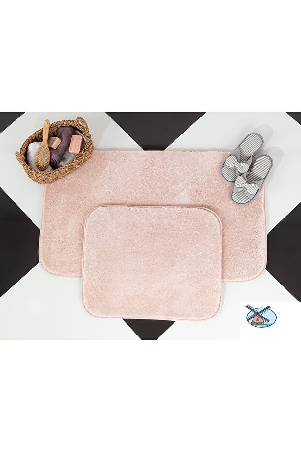 Carol 2 Piece Bath Mat - Powder - 50x80 Cm+45x50 Cm