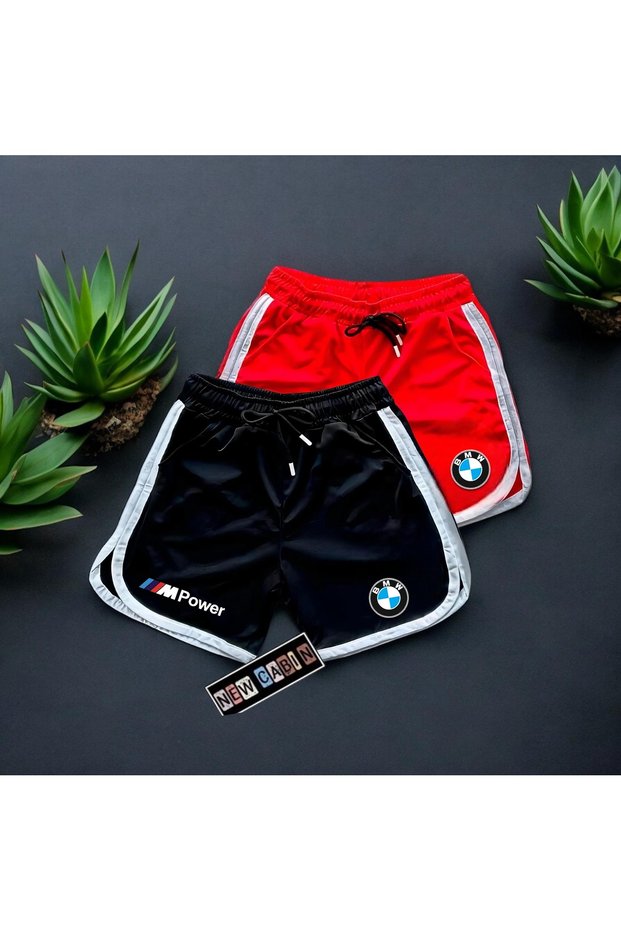 New Season Trend Honeycomb Fabric Mpower Printed Slim Fit Summer Shorts 2 Pieces