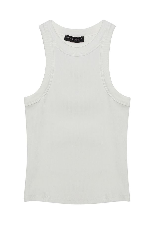 Halter Yaka Basic Fitilli Atlet Ekru - 2