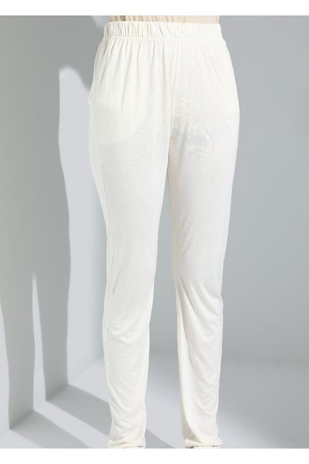 Cepli Penye Viskon Yumuşacık Ekru Pantolon - 3