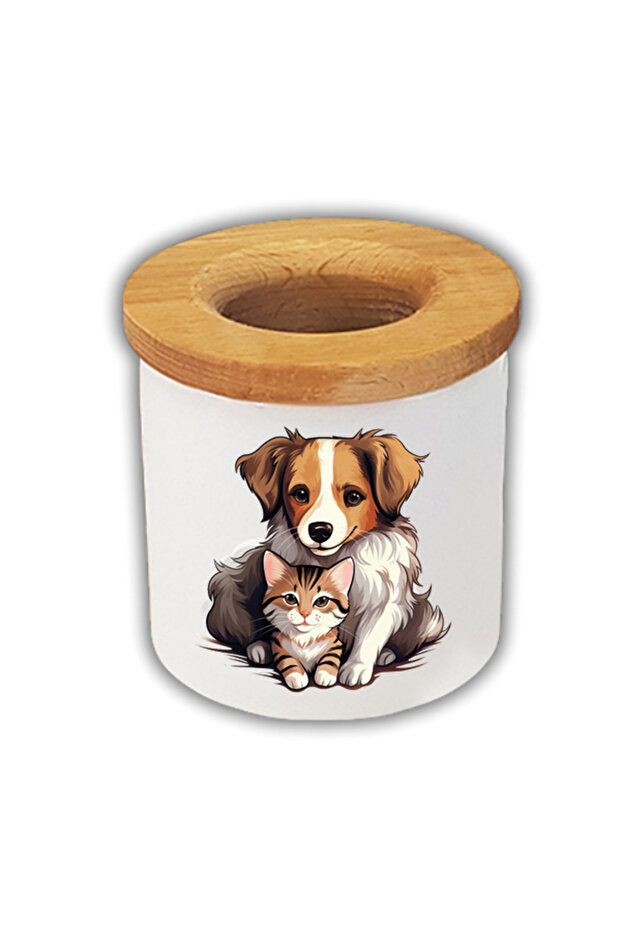 Cat Dog Hug Themed Pen Holder Pencil Box