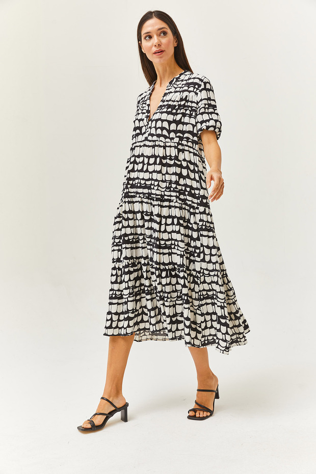 Rochie midi cu model 100% viscoză sezon nou - 1