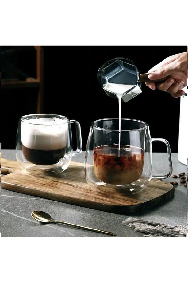 2 Adet Isıya Dayanıklı Çift Camlı Çift Cidarlı Cam Kupa | 2 Adet | 250ml - 3