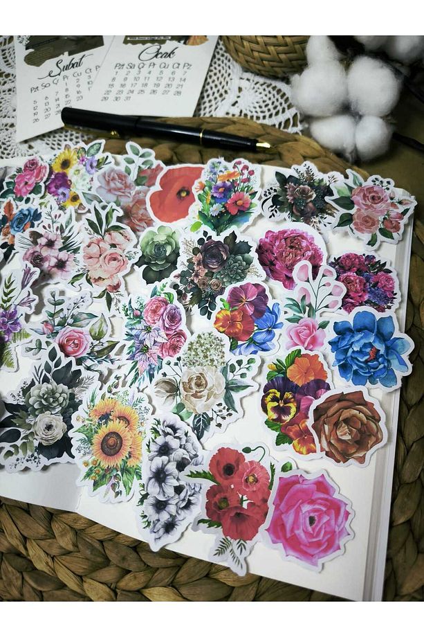 Çiçekler Tekli Sticker Seti 02 Ajanda Planlayıcı Bullet Journal Scrapbooking Için Uygundur - 3