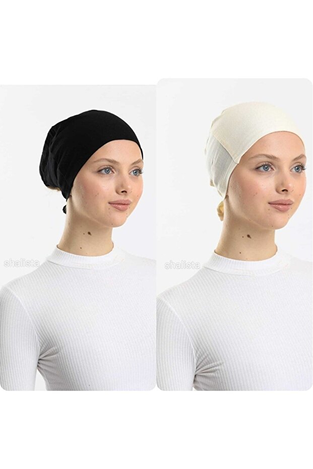 2 Pieces Magic Grip Slip-Reducing Flexible Bonnets Black Cream