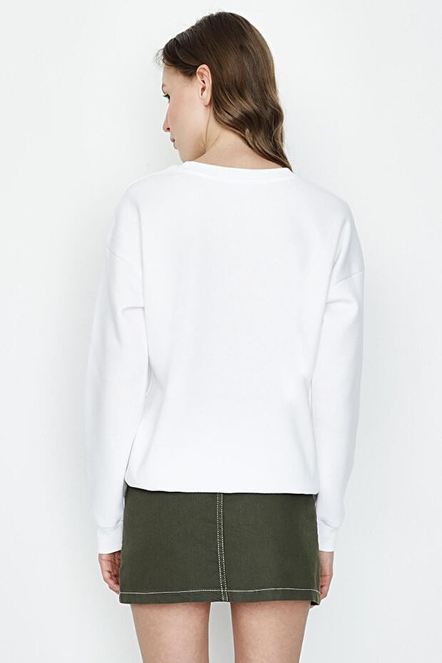 Kadın Haki Kontrast Dikişli Mini Etek - 2