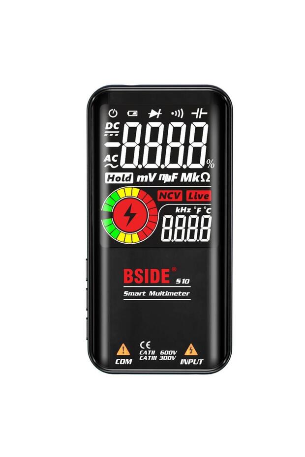 Bside S10 Digital Black Multimeter with 3.5 Lcd Color Display