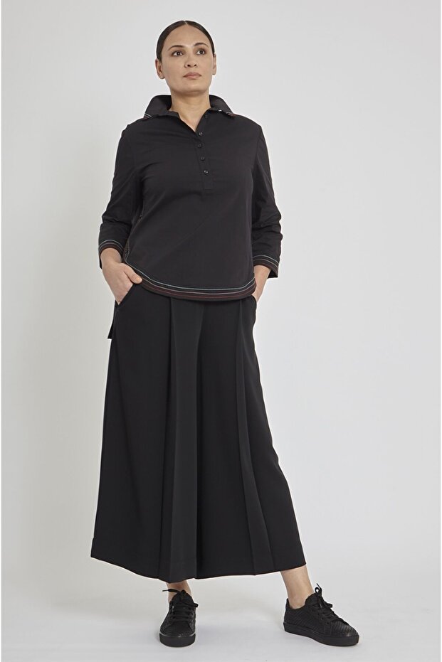 Kadın Siyah Düğmeli Tunik - 4